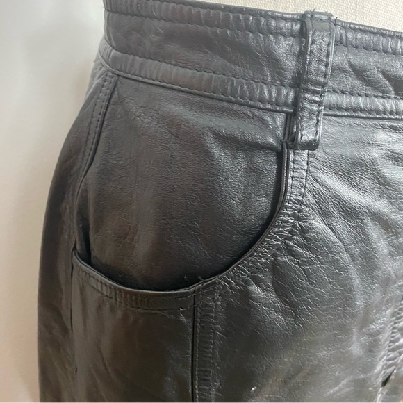 Vintage Leather pencil skirt button front - Picture 5 of 6